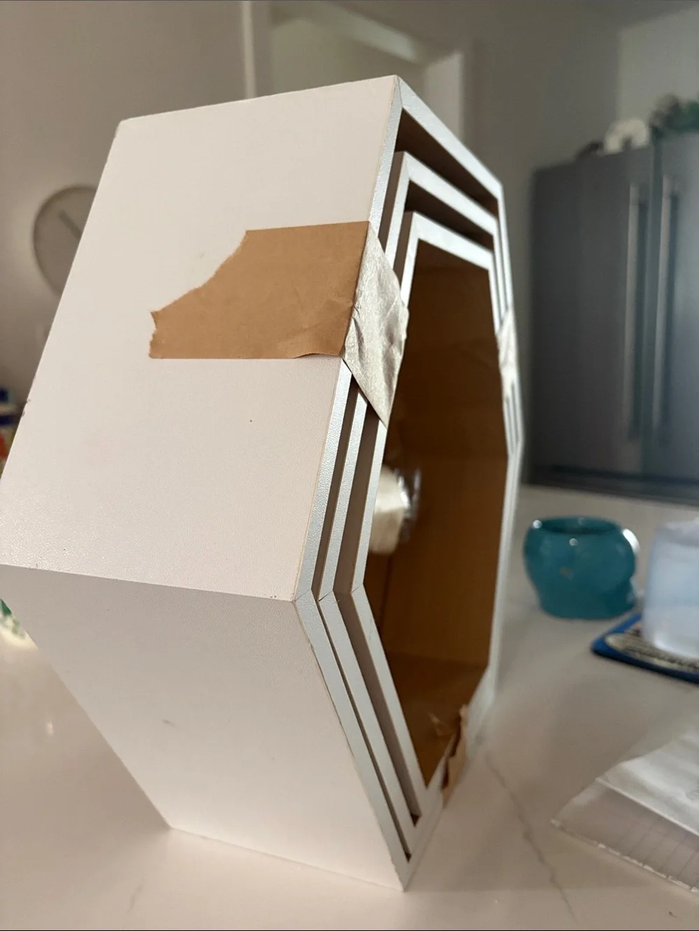 Hexagon Nested Wall Shelves - White Exterior with Light Wood Interior